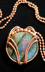 labradorite round disc with copper beads